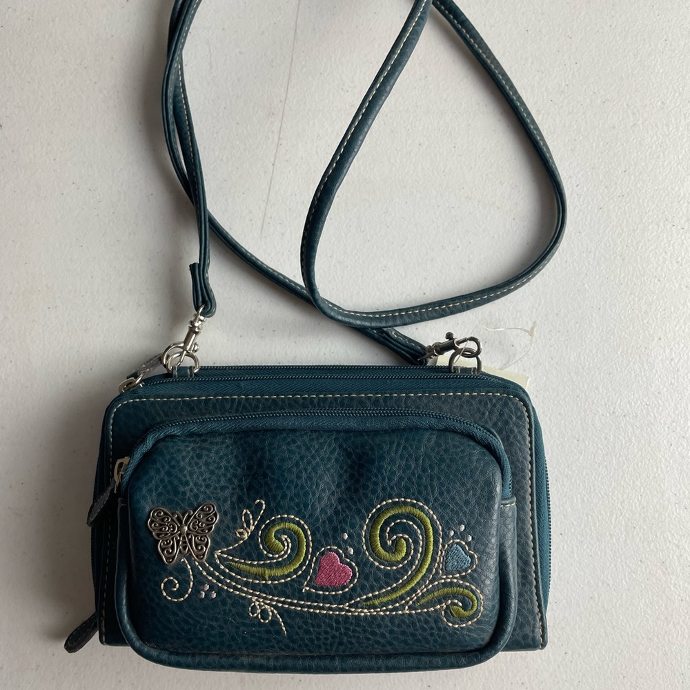 VTG Rosetti Checkbook Purse with Tags Blue Faux Leather Butterfly
